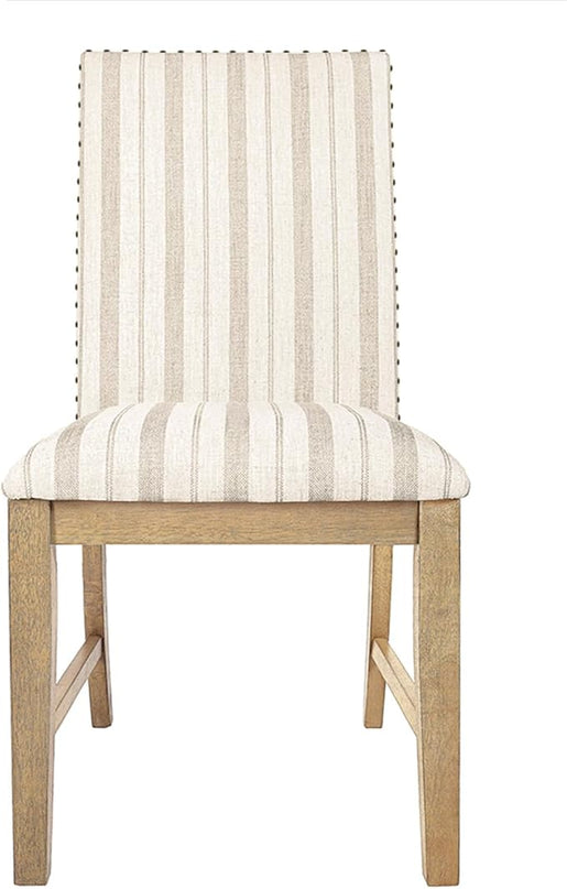 HomePop Classic Parsons Dining Chairs, Pack of 2, Taupe Stripe (Set of 2) - LeafyLoom