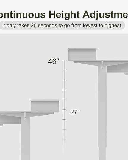 BANTI Height Adjustable Electric Standing Desk with 4 Drawers, 48 x 24 Inch Table with Storage Shelf, Sit Stand Desk, White Top - LeafyLoom