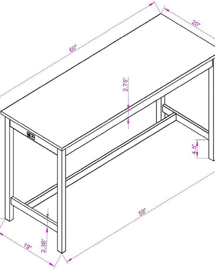 ManyStars Power 3 Upholstered Stools, Industrial Breakfast Dining, Living, Play Room,Black+ Gray, 4-Piece Bar Table Set with Outlet - LeafyLoom