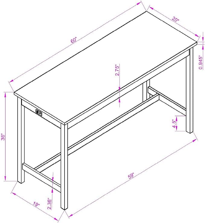 ManyStars Power 3 Upholstered Stools, Industrial Breakfast Dining, Living, Play Room,Black+ Gray, 4-Piece Bar Table Set with Outlet - LeafyLoom