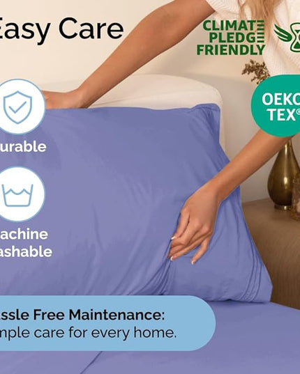 Full Size 4 Piece Sheet Set - Comfy Breathable & Cooling Sheets - Hotel Luxury Bed Sheets for Women & Men - Deep Pockets, Easy-Fit, Extra Soft & Wrinkle Free Sheets - Lavender Oeko-Tex Bed Sheet Set - LeafyLoom