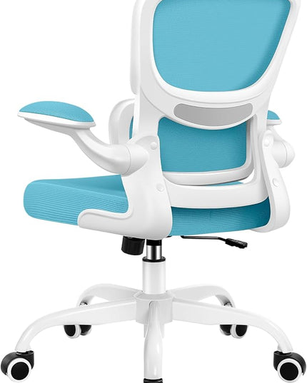 Office Chair, Ergonomic Desk Chair with Lumbar Support and Adjustable Armrests, Comfy Desk Chair Breathable Mesh Mid Back Computer Chair, Reclining Office Chair for Home Office - Blue - LeafyLoom