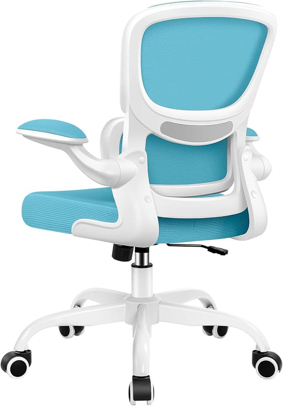 Office Chair, Ergonomic Desk Chair with Lumbar Support and Adjustable Armrests, Comfy Desk Chair Breathable Mesh Mid Back Computer Chair, Reclining Office Chair for Home Office - Blue - LeafyLoom