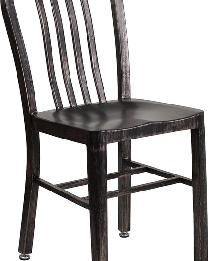 Flash Furniture Commercial Grade Black-Antique Gold Metal Indoor-Outdoor Chair - LeafyLoom