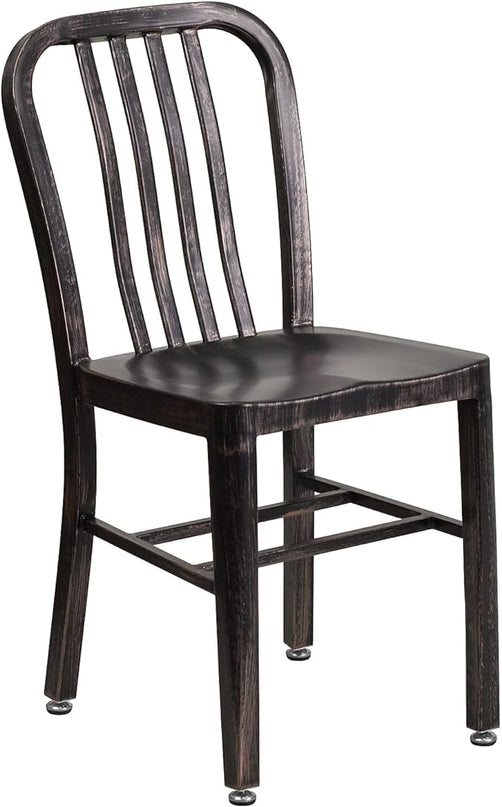 Flash Furniture Commercial Grade Black-Antique Gold Metal Indoor-Outdoor Chair - LeafyLoom