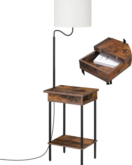 EDISHINE Floor Lamp with Table, Side Nightstand Light with 1 Drawer and 1 Shelf, Bedside Shelf Floor Lamp, Small End Table with Reading Lamp for Living Room Bedroom, Den - LeafyLoom