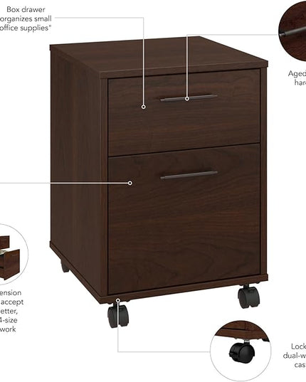 Bush Furniture Key West 2 Drawer Mobile File Cabinet, Bing Cherry (KWF116BC-03) - LeafyLoom
