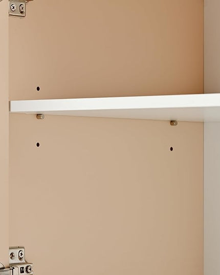 60" L Large Storage Space Sideboard with 4 Doors,Elegant Minimalist Style Buffet Cabinet,W/Adjustable Shelves and Rebound Device,Console Table for Living Room Entryway Kitchen,Apricot Cream - LeafyLoom