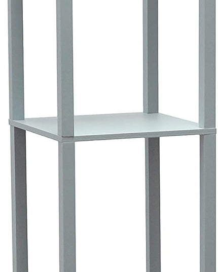 Simple Designs LF1037-GRY Organizer Storage Shelf with 2 Ports, 1 Charging Outlet and Linen Shade USB Etagere Floor Lamp, Gray - LeafyLoom