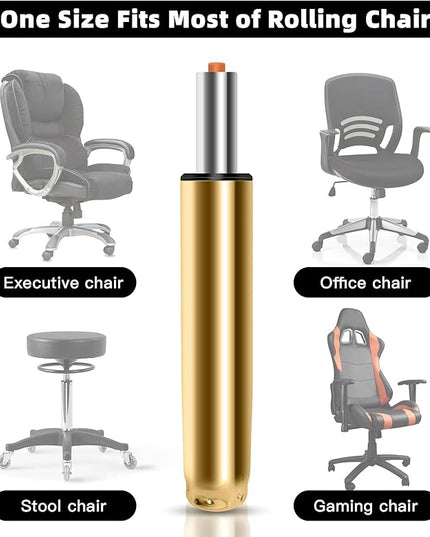 Adjustable Height Gas Lift Cylinder for Office Chairs, Universal Size, Heavy Duty, Gold - LeafyLoom