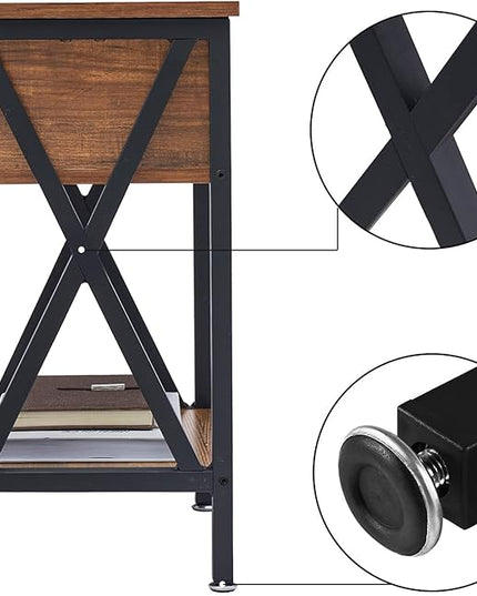 VECELO Modern Side End Table, Nightstand Storage Shelf with Bin Drawer for Bedroom, Lounge, 15.8in11.8in21.7in, Brown - LeafyLoom