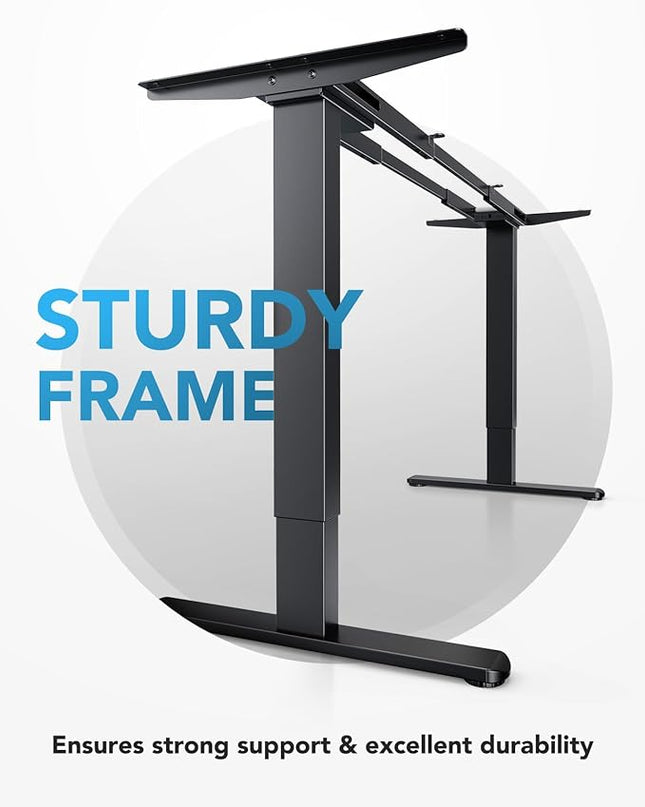 HUANUO 265 lbs Dual Motor Electric Standing Desk Frame, Thick T-Shaped Desk Legs Made of Automotive-Grade Steel, for Max 90″ x 31.5″ Desktop, Height Adjustable Desk Frame for Home Office, Frame Only - LeafyLoom