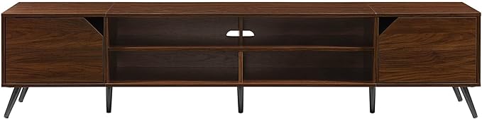 Walker Edison Nora Modern Minimal Open-Shelf Stand for TVs up to 90 Inches, 80 Inch, Dark Walnut - LeafyLoom