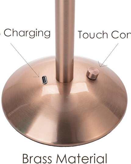 Cordless Table Lamps for Home,Table,Dining Room, Gold Rechargeable Lamps, USB Charge 12'' Tall LED Brass Portable Outdoor Indoor Table Lamp with Built-in Dimmer (Champagne Gold) - LeafyLoom