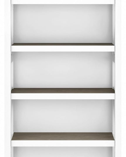 Bush Furniture BSH24470221 Key West 5-Shelf 66-Inch H Bookcase, Shiplap Gray/Pure White - LeafyLoom