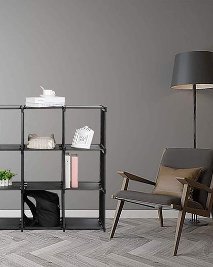 10-Cube Storage Organizer Rack, Staircase Organizer Modular Bookcase, DIY Storage Organizer Closet Shelf, Bookcase in Living Room, Bedroom for Toys and Daily Necessities, Black - LeafyLoom