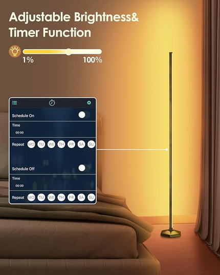 2PCS RGB Floor Lamp, Bluetooth APP and Remote Control 65" Smart Modern Standing Lamp Music Sync 16 Million DIY Colors Changing LED Floor Lamp with Heavy Base for LivingRoom Bedroom GameRoom - LeafyLoom