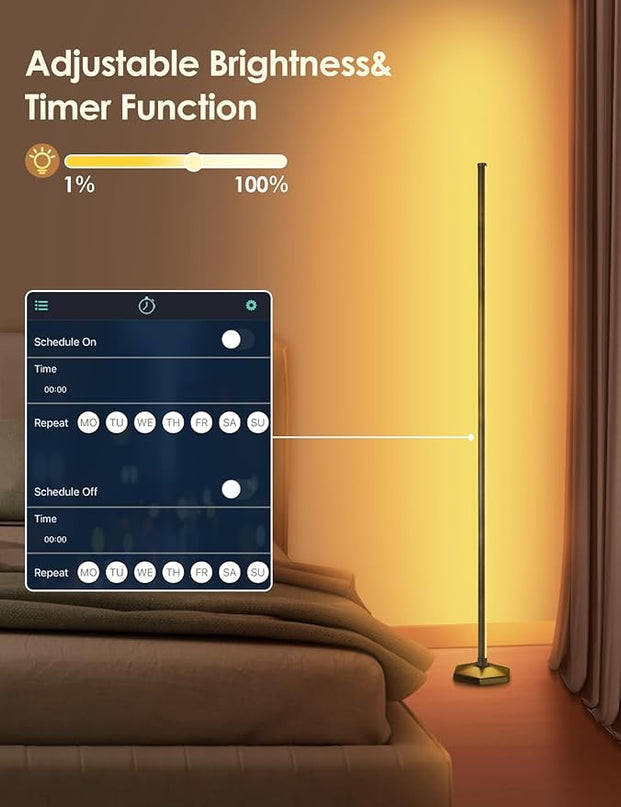 2PCS RGB Floor Lamp, Bluetooth APP and Remote Control 65" Smart Modern Standing Lamp Music Sync 16 Million DIY Colors Changing LED Floor Lamp with Heavy Base for LivingRoom Bedroom GameRoom - LeafyLoom