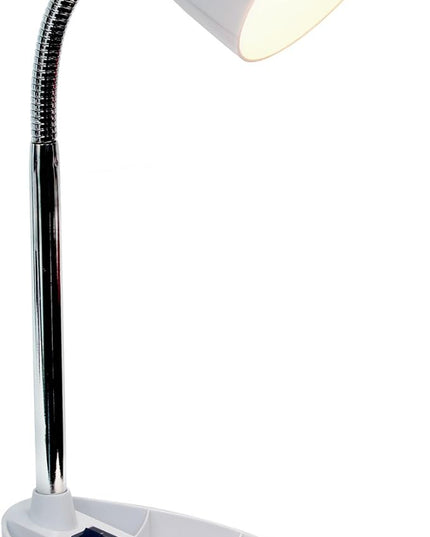Simple Designs LD1002-WHT Gooseneck Organizer Desk Lamp with iPad Tablet Stand Book Holder, White - LeafyLoom