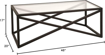 Calix 46'' Wide Rectangular Coffee Table in Blackened Bronze - LeafyLoom
