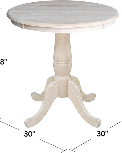 International Concepts 30" Round Top Pedestal Table, Unfinished - LeafyLoom