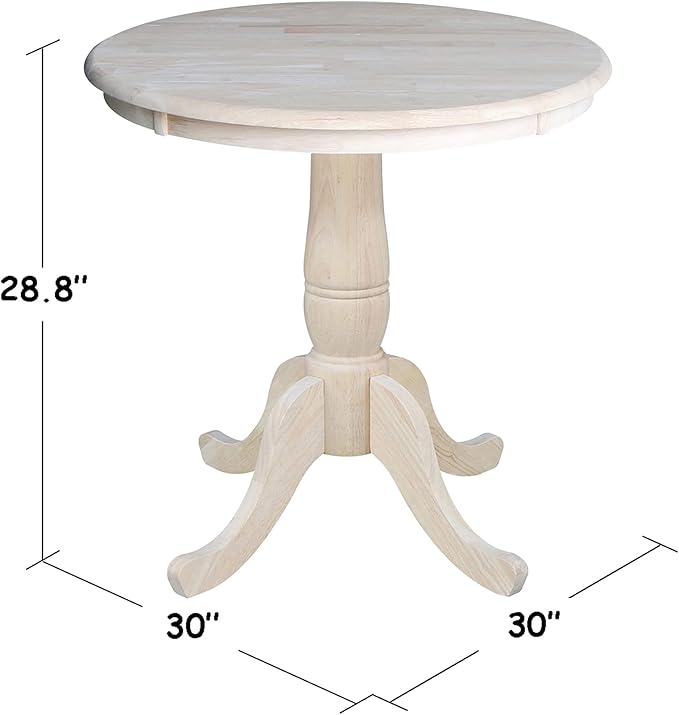 International Concepts 30" Round Top Pedestal Table, Unfinished - LeafyLoom