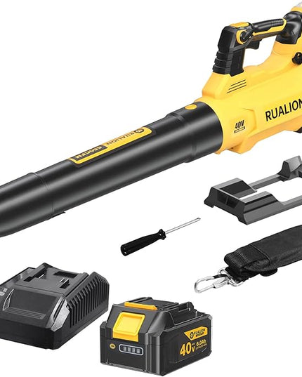 Leaf Blower Cordless Up to 650 CFM 195 MPH-Electric Leaf Blowers Brushless-Battery Powered Blowers for Lawn Care, Patio, Garage(40V 6.0 Ah Battery and Charger included) - LeafyLoom