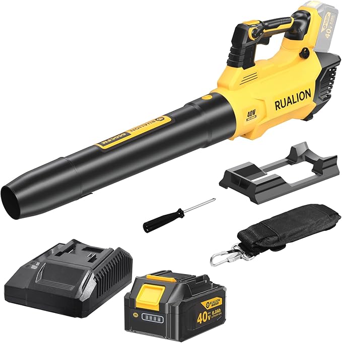 Leaf Blower Cordless Up to 650 CFM 195 MPH-Electric Leaf Blowers Brushless-Battery Powered Blowers for Lawn Care, Patio, Garage(40V 6.0 Ah Battery and Charger included) - LeafyLoom