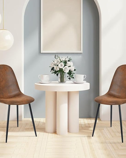 FurnitureR Dining Chairs Comfortable Upholstered Side Seating Armless for Home Kitchen Bedroom Living Room Guest Restaurant Cafe (Brown, Set of 4) - LeafyLoom