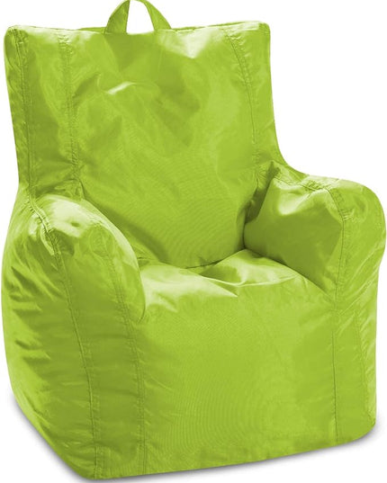 Posh Creations Structured Comfy Bean Bag Chair for Gaming, Reading, and Watching TV, Pasadena, Soft Nylon-Lime, Pasadena Chair - LeafyLoom