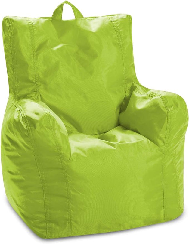 Posh Creations Structured Comfy Bean Bag Chair for Gaming, Reading, and Watching TV, Pasadena, Soft Nylon-Lime, Pasadena Chair - LeafyLoom