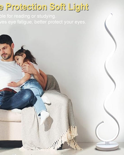 Spiral LED Floor Lamp, 40W Dimmable Floor Lamps for Living Room with Remote Control, Stepless Adjustable Colors & Brightness Standing Lamp Reading Corner Floor Lamp for Bedroom, Office -White - LeafyLoom