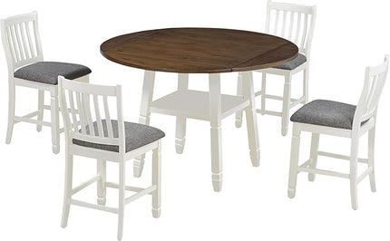 NicBex Dining Room Table Set for 4 Breakfast Nook Table Set 5-Piece Counter Height Dining Table Set in 2 Table Sizes with 4 Folding Leaves and 4 Upholstered Chairs for Dining Room, Espresso+White - LeafyLoom