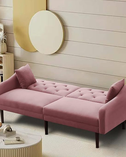 Mid-Century Modern Tufted Loveseat Sofa Living Room Furniture Sets Adjusting Backrest Small Comfy Couch for Bedroom Apartment,Home Office,Pink Sofá - LeafyLoom