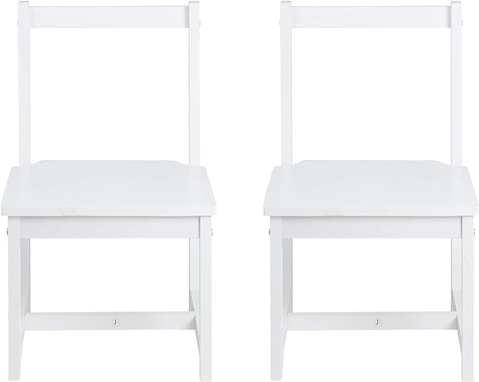 Amazon Basics Solid Wood Kids Activity Chair Set, 23.8-Inch Height - 2-Pack, White - LeafyLoom