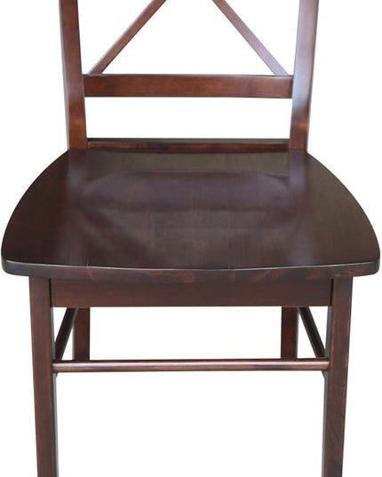International Concepts X- Back Chair, with Solid Wood Seat, Java - LeafyLoom