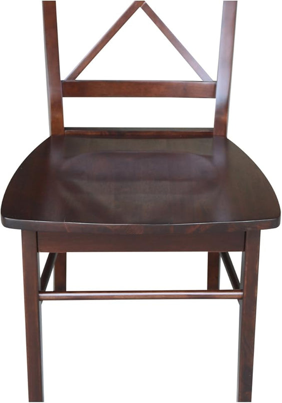 International Concepts X- Back Chair, with Solid Wood Seat, Java - LeafyLoom