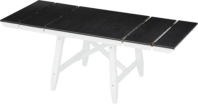 6-Piece Wooden Extendable Dining Table Set with two 12" W Removable Leaves and 4 Upholstered Chairs & 1 Bench for Kitchen Room, White+Black - LeafyLoom