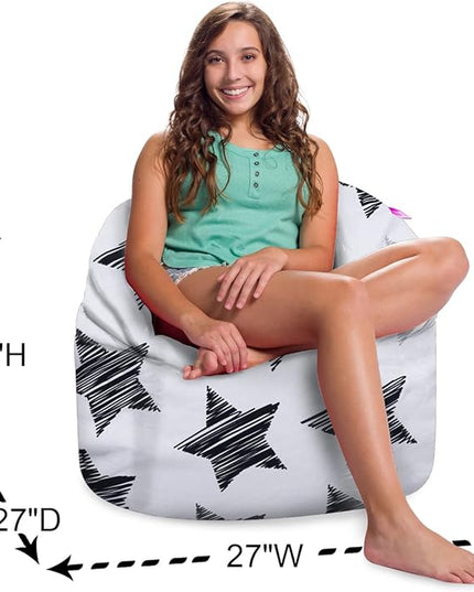 Posh Creations Structured Comfy Bean Bag Chair for Gaming, Reading, and Watching TV, Sonoma Lounge, Canvas - Sketchy Stars - LeafyLoom