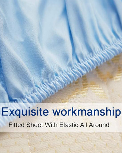 SONORO KATE Bed Sheet Set Super Soft Microfiber 1800 Thread Count Luxury Egyptian Sheets 18-Inch Deep Pocket Wrinkle-4 Piece(Full Lake Blue) - LeafyLoom