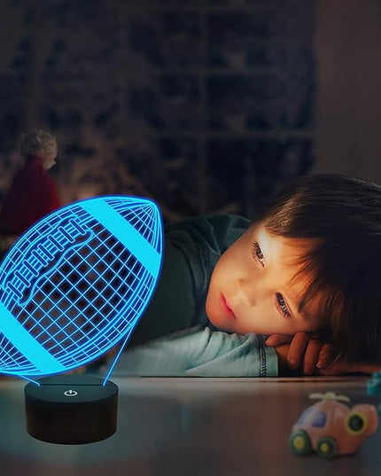 FULLOSUN Football 3D Night Light, American Football 3D Illusion Lamp for Kids with Remote 16 Colors Changing, Creative Birthday Rugby Gifts for Boy Girl Bedroom Decoration - LeafyLoom