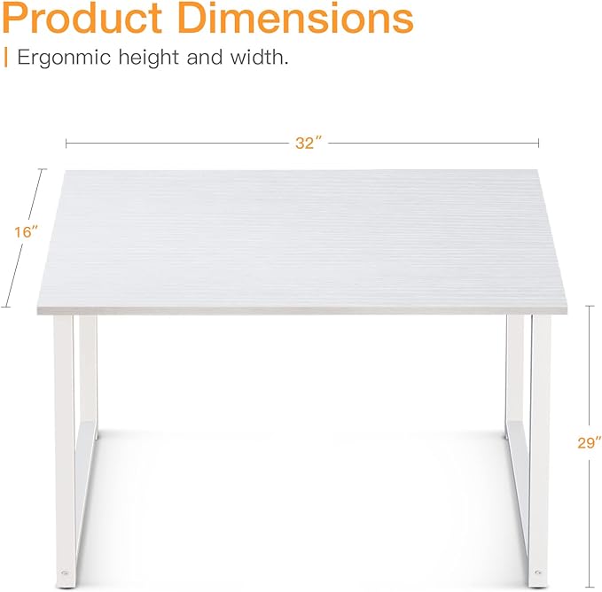Coleshome 32 Inch Small Computer Desk, Modern Simple Style Desk for Home Office, Study Student Writing Desk, White - LeafyLoom