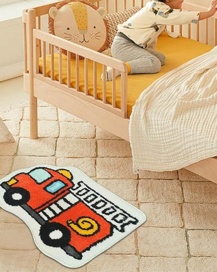 Bedroom or Bathroom Rug for kids - 24x16 in; 100% Soft Microfiber Kids Bathroom Mat; Decorative Kids Area Rug, for Boys Girls Kids, 18x24 Inches (Firetruck) - LeafyLoom