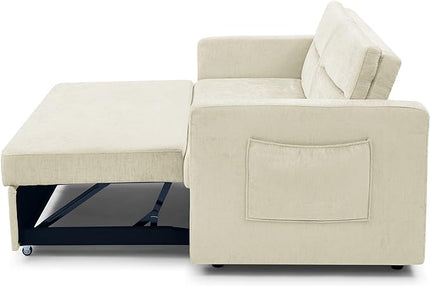 3 in 1 Sleeper Sofa Bed,Contemporary Minimalist Style 2 Seater Loveseat Convertible Sofa&Couch with Pull Out Sofabed and Side Storage Pockets for Home,Office,Apartment,RV Living Room Furniture - LeafyLoom