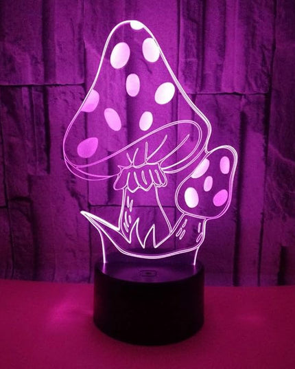 Magic Mushrooms 3D LED Table Lamp Psychedelic Mushrooms Night Light Optical Visual Illusion Home Decor Lighting - LeafyLoom