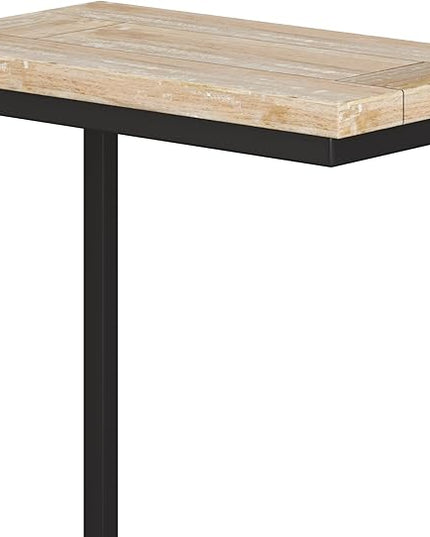 SIMPLIHOME Skyler SOLID MANGO WOOD and Metal 18 Inch Wide Rectangle C Side Table in Distressed White Wash, Fully Assembled, For the Living Room and Bedroom - LeafyLoom