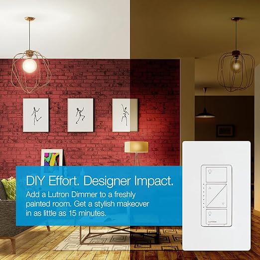 Lutron Caseta Original Smart Dimmer Switch (Lutron Smart Hub Required), for LED Lights, 150 Watt, Single-Pole/3-Way, No Neutral Required, PD-6WCL-BL, Black Lutron
