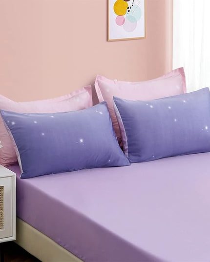 Dinjoy Girls Women Comforter Set King Size Ombre Pink Purple Rainbow Bedding Set 7 Pieces Bed in A Bag for Teen Adult (1 Comforter, 1 Flat Sheet, 1 Fitted Sheet, Pillow shams & Pillowcases) - LeafyLoom
