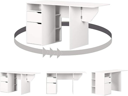 South Shore Crea Expandable Craft Table-Pure White - LeafyLoom