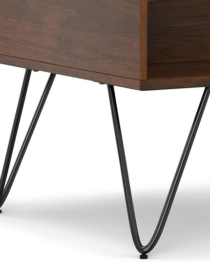 SIMPLIHOME Hunter 36 inch Wide Rectangle Industrial Small Lift Top Coffee Table in Walnut for The Living Room and Family Room - LeafyLoom